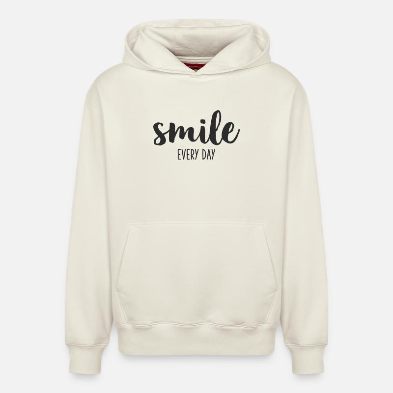 sourire tous les jours - Sweat à capuche unisexe décontracté en coton biologique – de SPREAD - blanc cassé