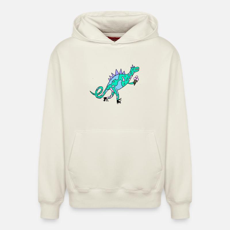 Rollerskates_Dino - Sweat à capuche unisexe décontracté en coton biologique – de SPREAD - blanc cassé