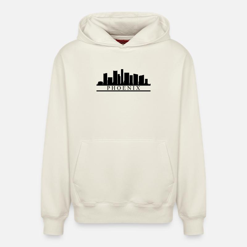Skyline Phoenix - Sweat à capuche unisexe décontracté en coton biologique – de SPREAD - blanc cassé