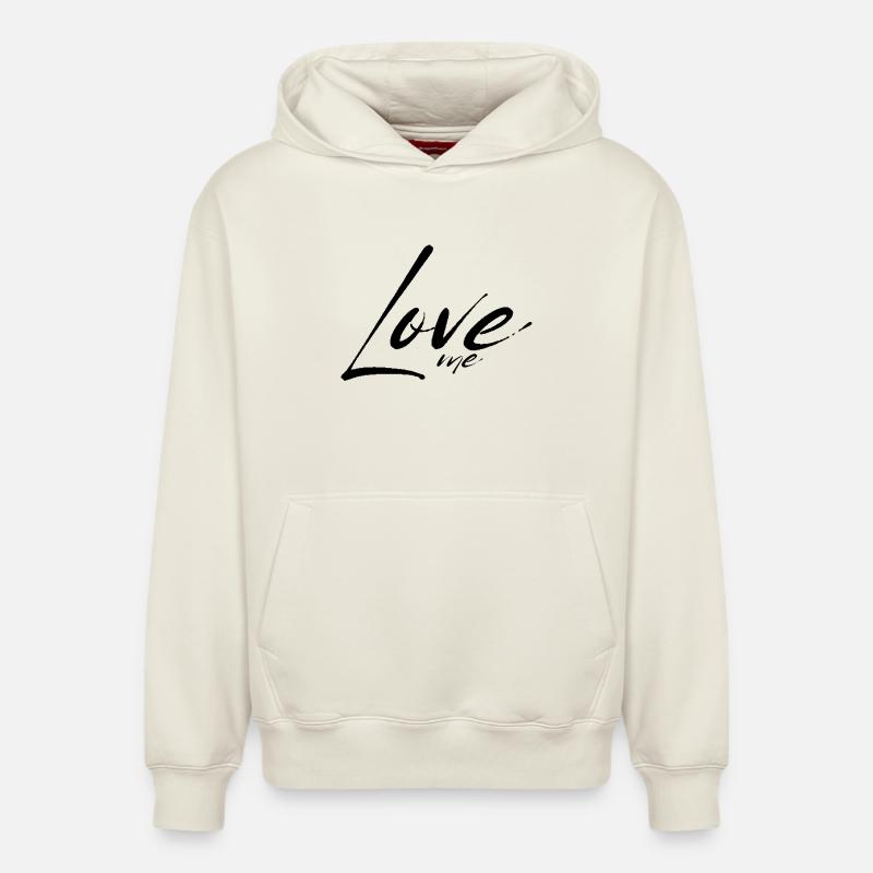 Aimez-moi - Sweat à capuche unisexe décontracté en coton biologique – de SPREAD - blanc cassé