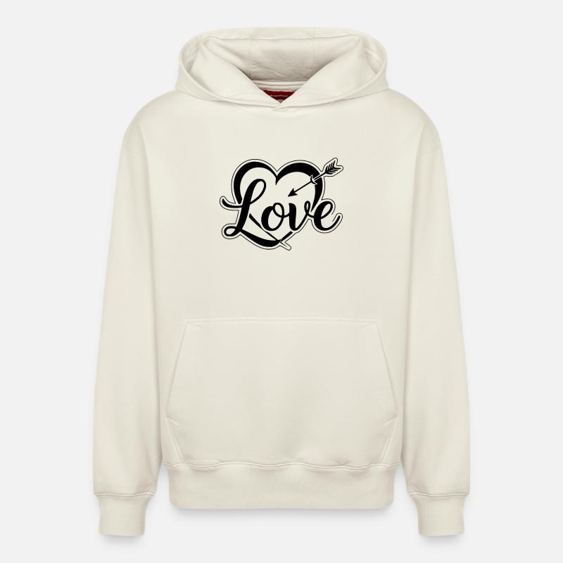 Cœur love st valentin - Sweat à capuche unisexe décontracté en coton biologique – de SPREAD - blanc cassé