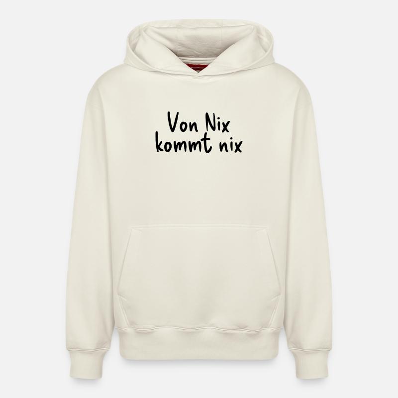 Rien ne vient de rien - Sweat à capuche unisexe décontracté en coton biologique – de SPREAD - blanc cassé