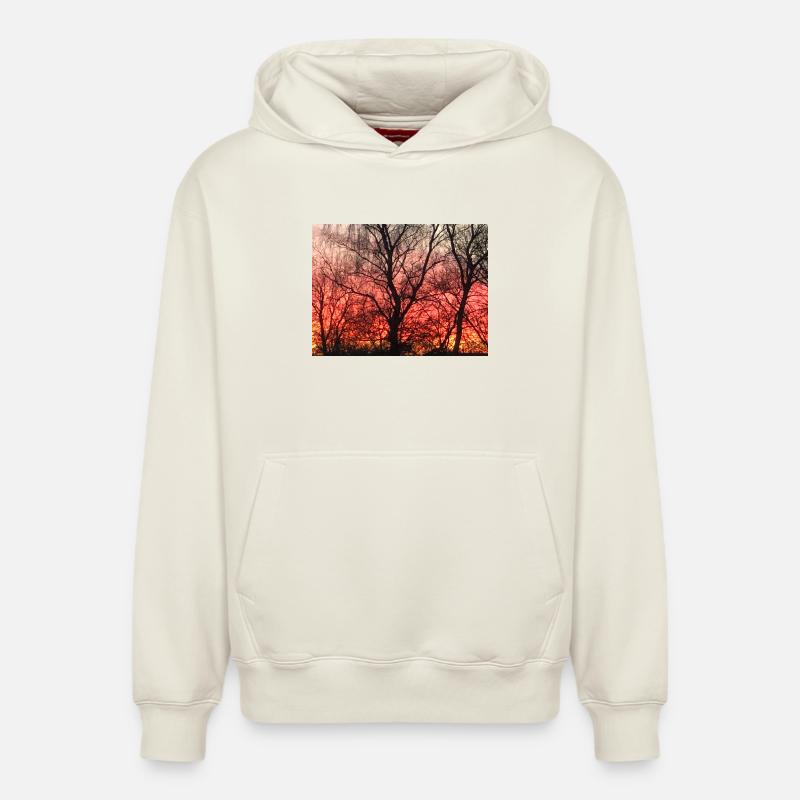 coucher de soleil - Sweat à capuche unisexe décontracté en coton biologique – de SPREAD - blanc cassé