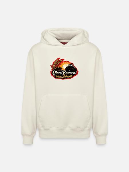 No future without farmers-agriculture-tractor - Relaxed Unisex Organic Hoodie – by SPREAD - off white