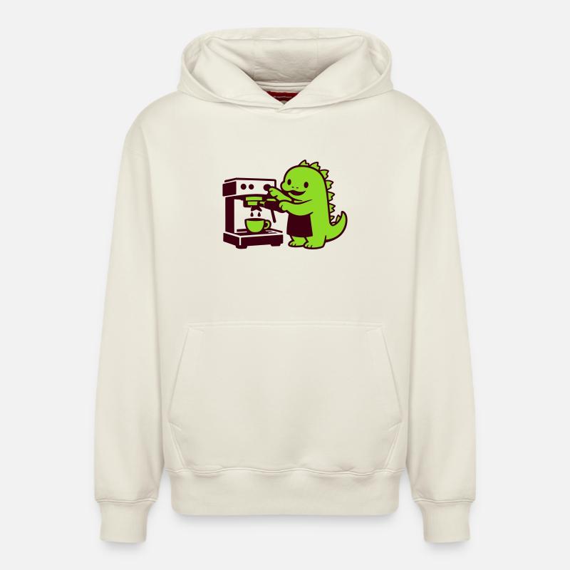 Le Mignon Dragon du Café - Sweat à capuche unisexe décontracté en coton biologique – de SPREAD - blanc cassé