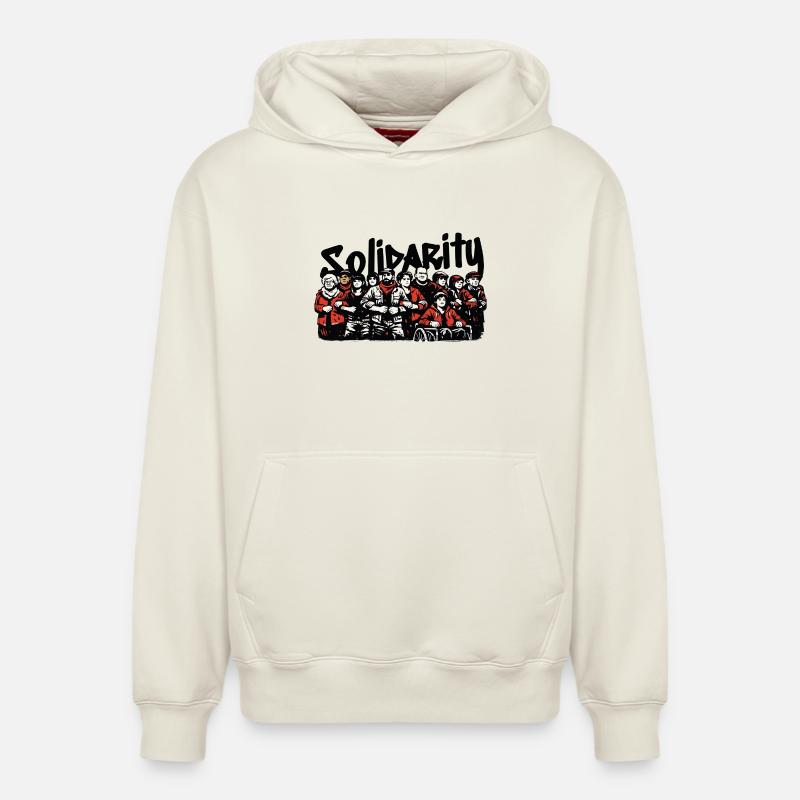 Solidarité communautaire antifasciste - Sweat à capuche unisexe décontracté en coton biologique – de SPREAD - blanc cassé