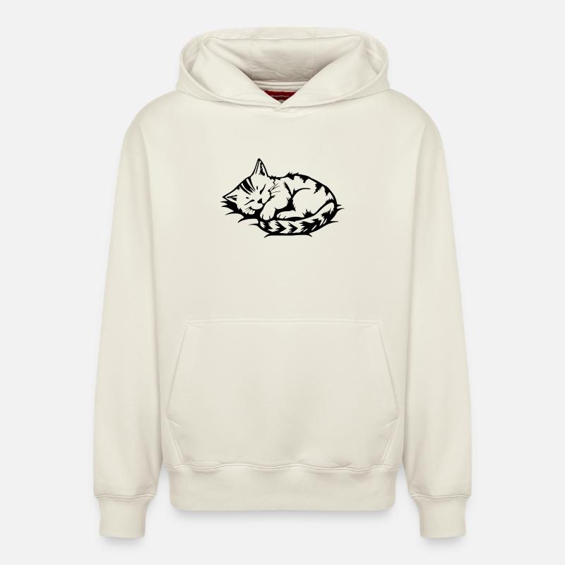 Chat noir endormi - Sweat à capuche unisexe décontracté en coton biologique – de SPREAD - blanc cassé