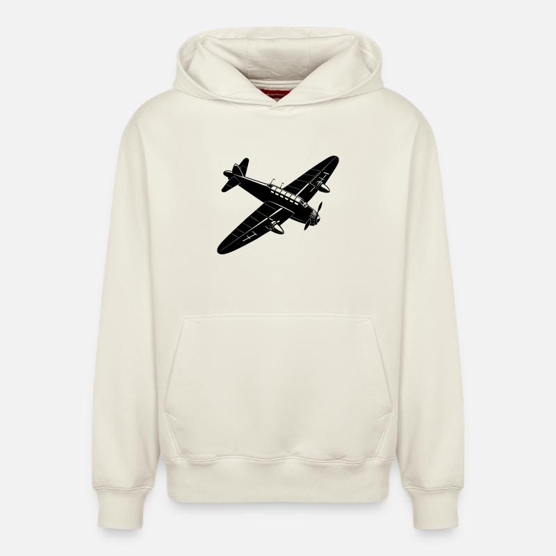 Vieil avion - Sweat à capuche unisexe décontracté en coton biologique – de SPREAD - blanc cassé