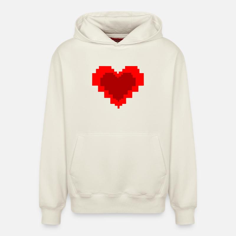 Graphismes Pixel Heart 8 Bits - Sweat à capuche unisexe décontracté en coton biologique – de SPREAD - blanc cassé