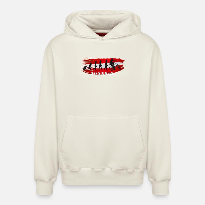 Austria Evolution Fahrradreise - Relaxed Unisex Organic Hoodie – von SPREAD - Naturweiß