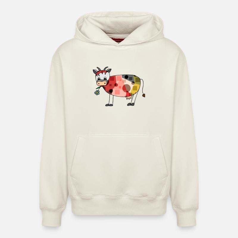 Vache - Sweat à capuche unisexe décontracté en coton biologique – de SPREAD - blanc cassé