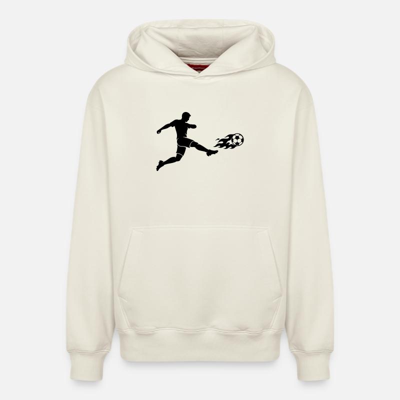 Silhouette d’attaquant de football - Sweat à capuche unisexe décontracté en coton biologique – de SPREAD - blanc cassé