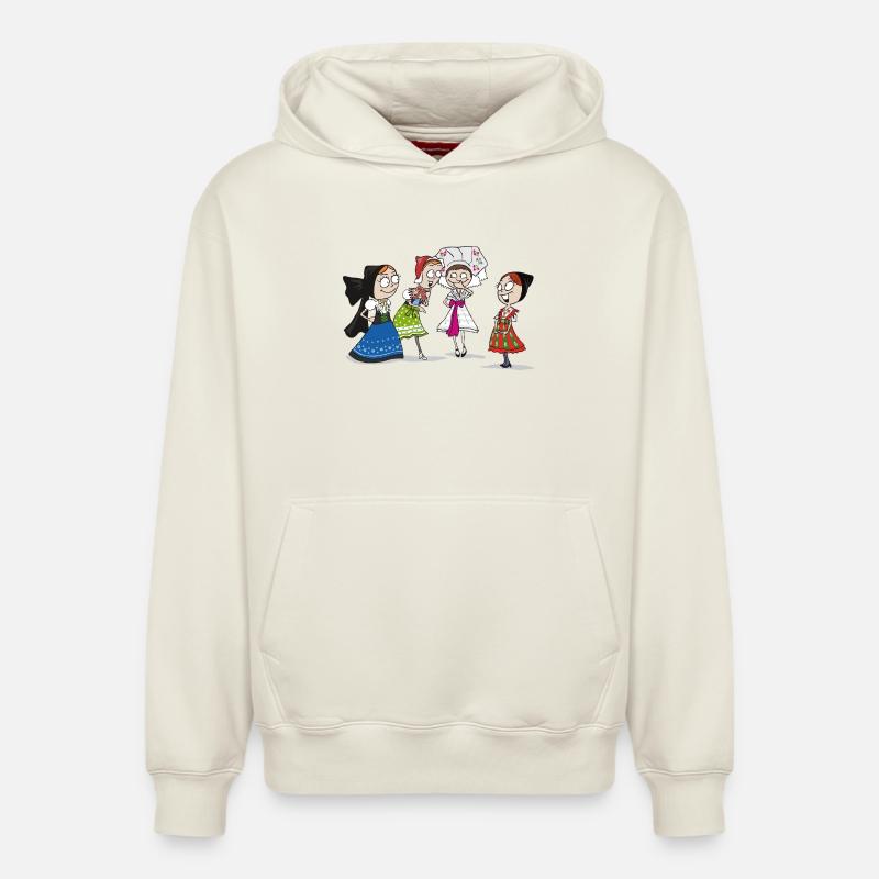 BANDE DESSINÉE - SERBSKE DRASTY - Sweat à capuche unisexe décontracté en coton biologique – de SPREAD - blanc cassé