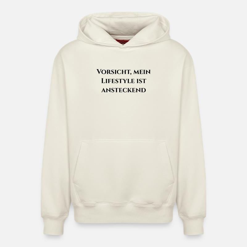 Attention, Premium se manifeste - Sweat à capuche unisexe décontracté en coton biologique – de SPREAD - blanc cassé