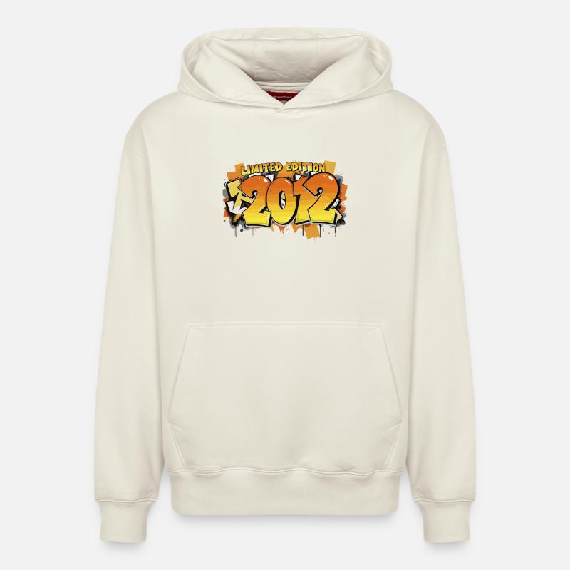 Édition limitée 2012 Graffiti - Sweat à capuche unisexe décontracté en coton biologique – de SPREAD - blanc cassé