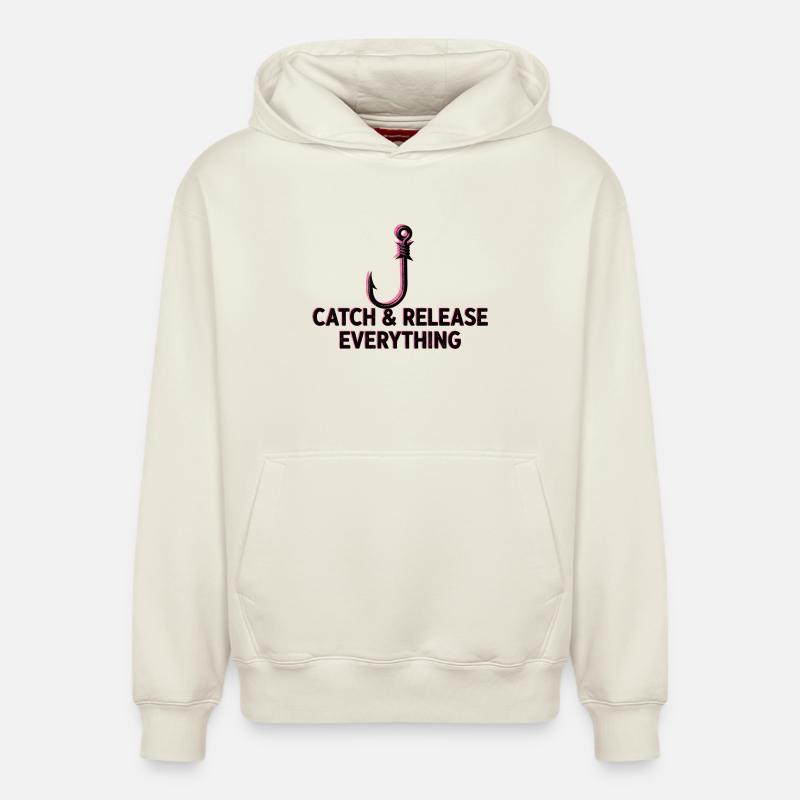 Attrapez et libérez tout - Sweat à capuche unisexe décontracté en coton biologique – de SPREAD - blanc cassé