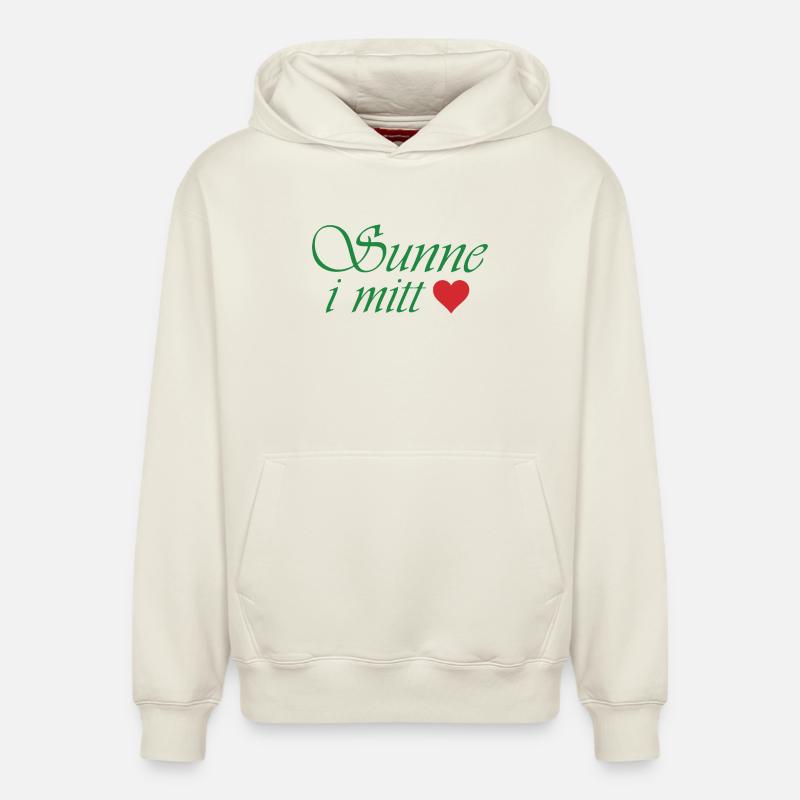 Le soleil dans mon cœur - Sweat à capuche unisexe décontracté en coton biologique – de SPREAD - blanc cassé