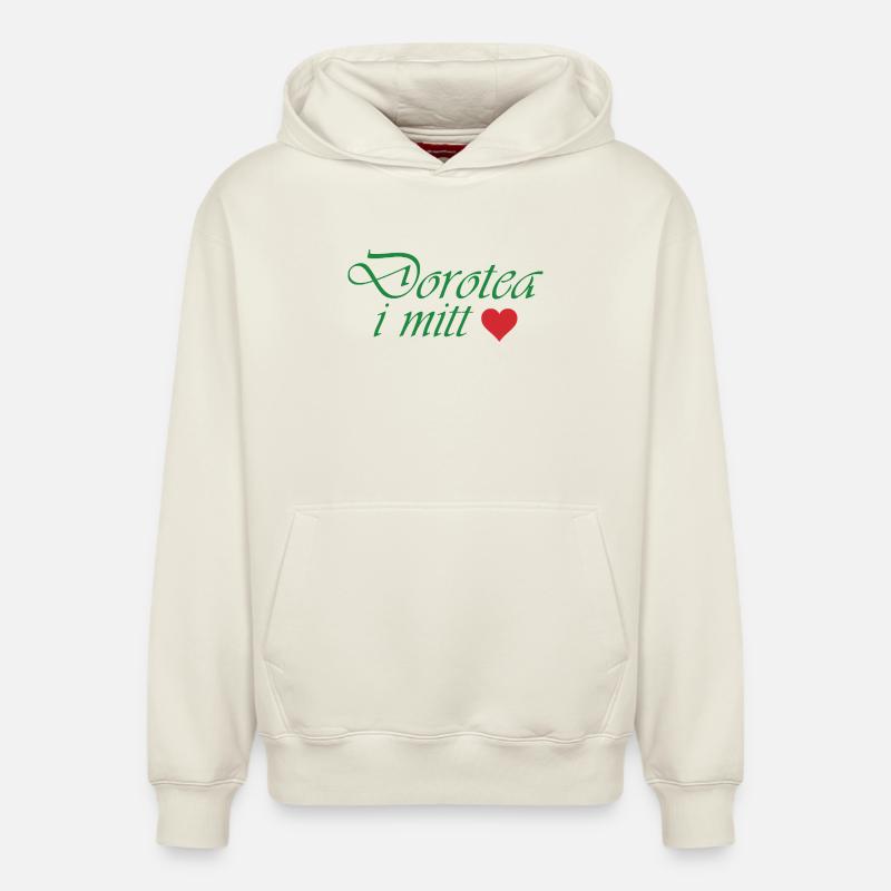 Dorotea dans mon cœur - Sweat à capuche unisexe décontracté en coton biologique – de SPREAD - blanc cassé