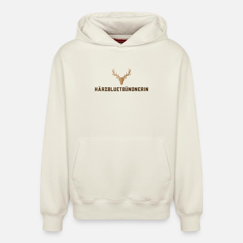 Härzbluetgraubünden - Sweat à capuche unisexe décontracté en coton biologique – de SPREAD - blanc cassé