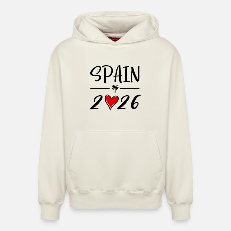 Espagne 2026 - Sweat à capuche unisexe décontracté en coton biologique – de SPREAD - blanc cassé