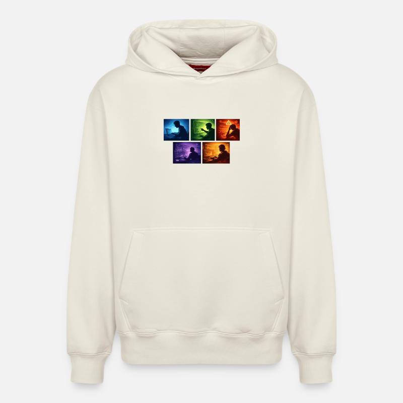 Multi-Screen Code Shadow - Relaxed Unisex Organic Hoodie – by SPREAD - off white
