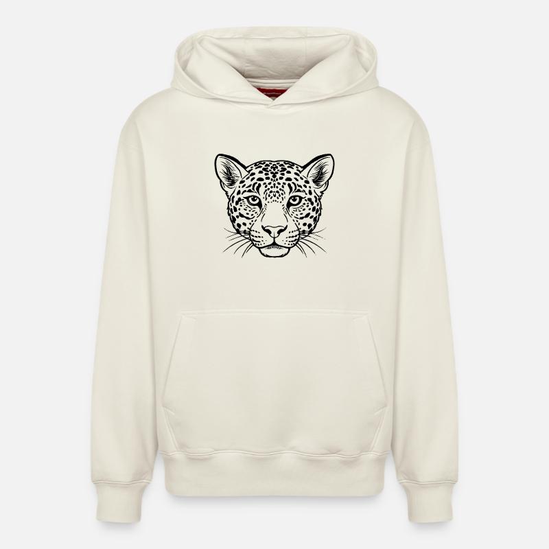 Face de léopard - Sweat à capuche unisexe décontracté en coton biologique – de SPREAD - blanc cassé