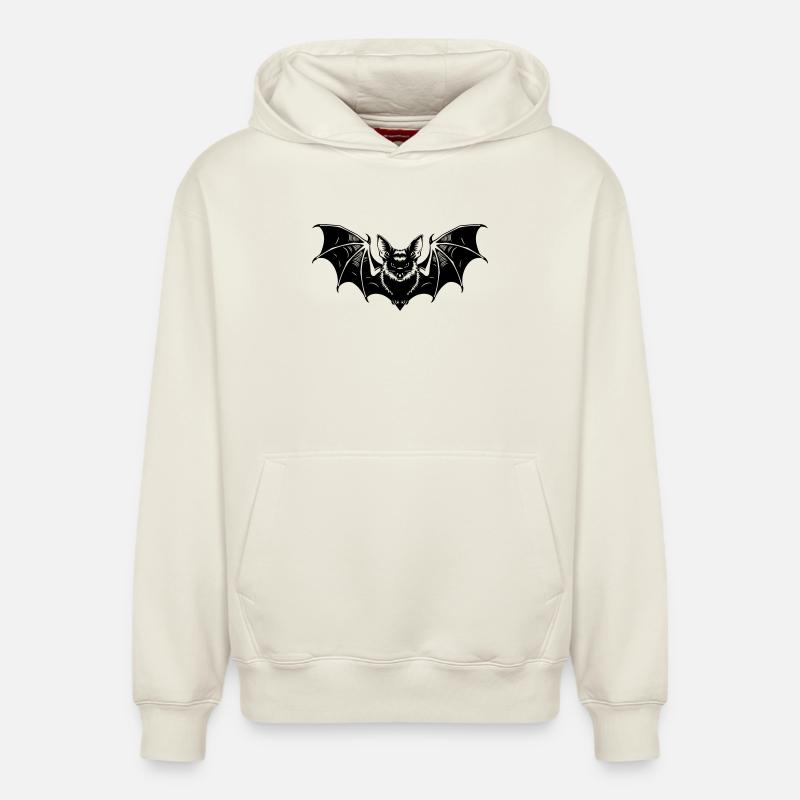 Bat Gothic Illustration - Sweat à capuche unisexe décontracté en coton biologique – de SPREAD - blanc cassé