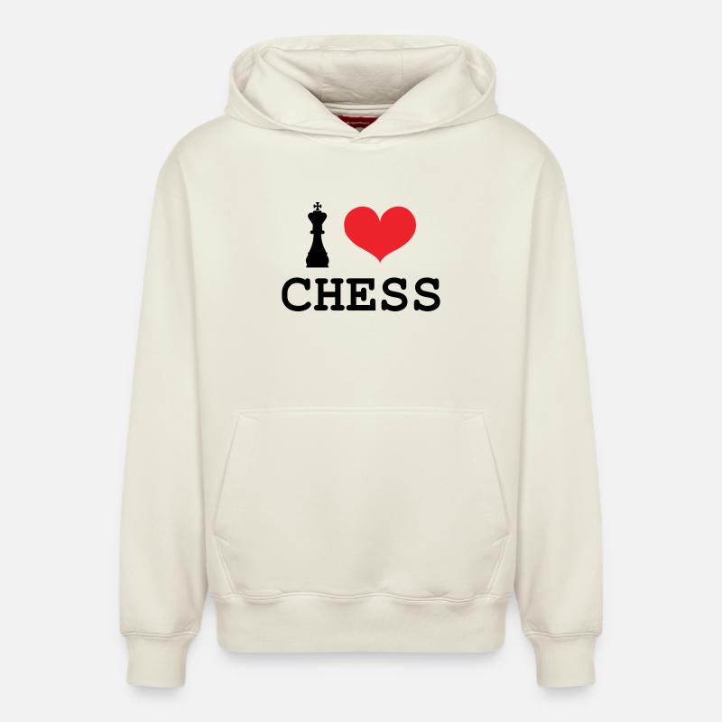 Passion Jeu d'Échecs King Love - Sweat à capuche unisexe décontracté en coton biologique – de SPREAD - blanc cassé