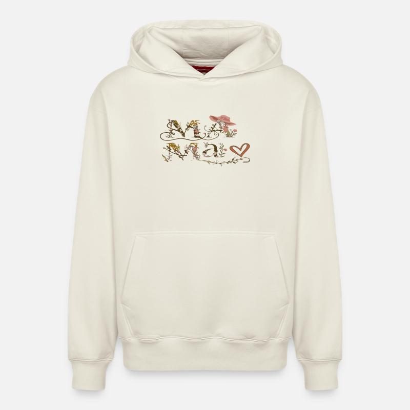 Lettres de Fleurs Maman - Sweat à capuche unisexe décontracté en coton biologique – de SPREAD - blanc cassé