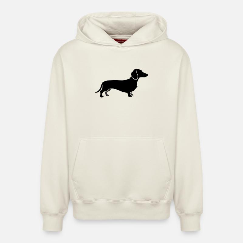 Silhouette du teckel - Sweat à capuche unisexe décontracté en coton biologique – de SPREAD - blanc cassé
