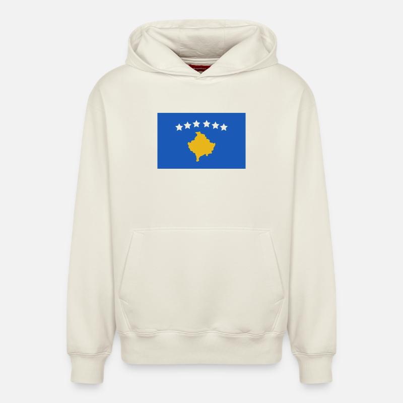 Drapeau du Kosovo - Sweat à capuche unisexe décontracté en coton biologique – de SPREAD - blanc cassé