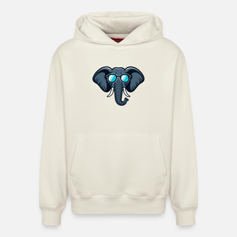 Éléphant lunettes rétro - Sweat à capuche unisexe décontracté en coton biologique – de SPREAD - blanc cassé
