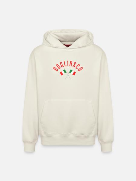 Bogliasco Crossed Italian Flags - Relaxed Unisex Organic Hoodie – by SPREAD - off white