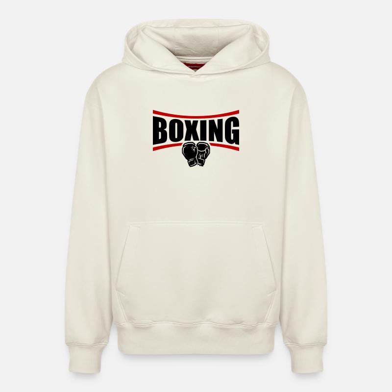 Boîtes de boxe - Sweat à capuche unisexe décontracté en coton biologique – de SPREAD - blanc cassé