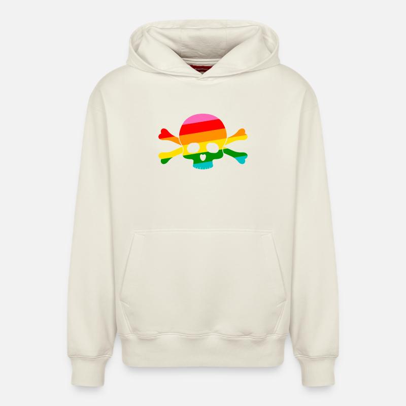 Crâne arc-en-ciel - Sweat à capuche unisexe décontracté en coton biologique – de SPREAD - blanc cassé