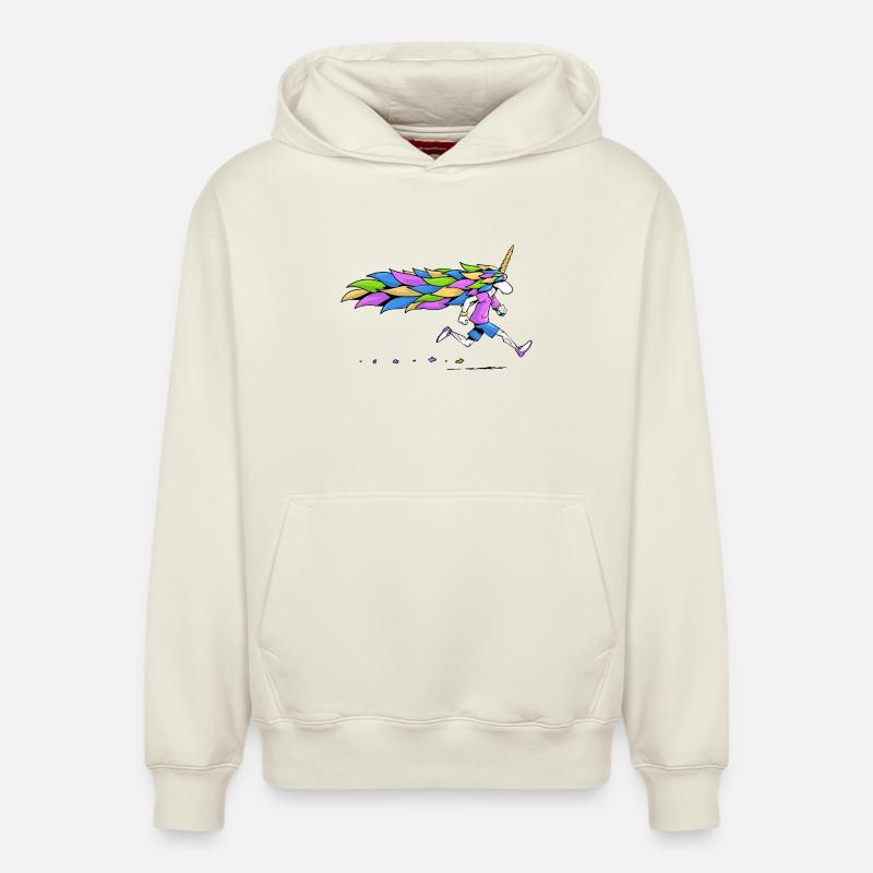Licorne coureuse - Sweat à capuche unisexe décontracté en coton biologique – de SPREAD - blanc cassé