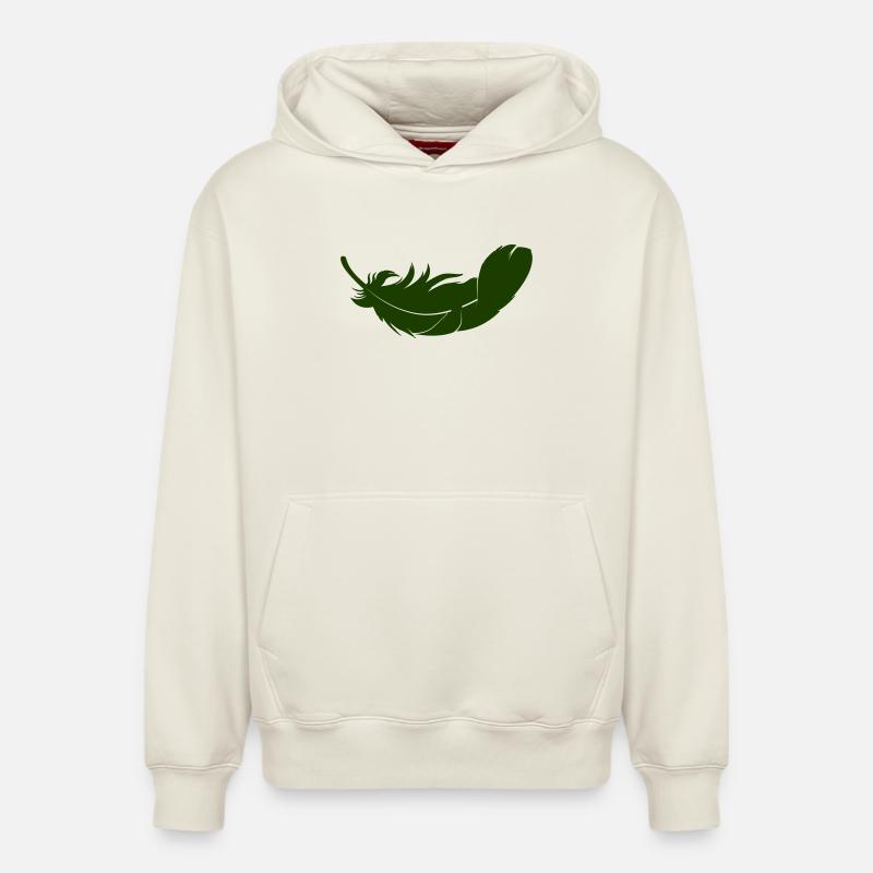 Silhouette de plume verte - Sweat à capuche unisexe décontracté en coton biologique – de SPREAD - blanc cassé