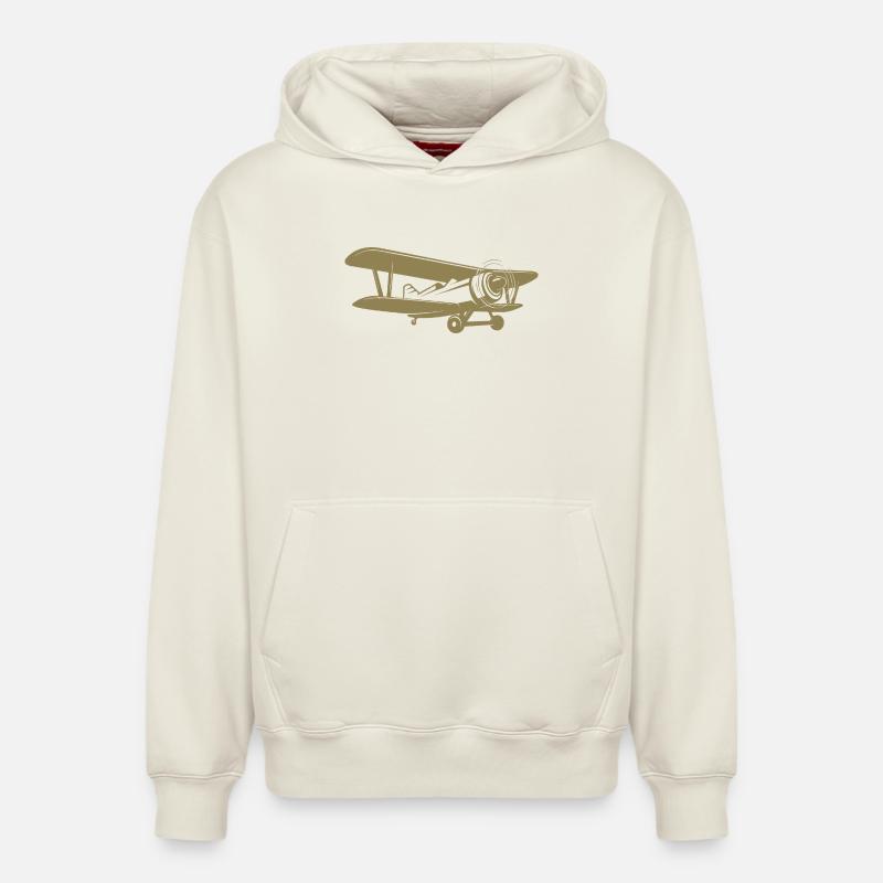 Doppeldecker Pilot Retro Minimalistisch - Relaxed Unisex Organic Hoodie – von SPREAD - Naturweiß