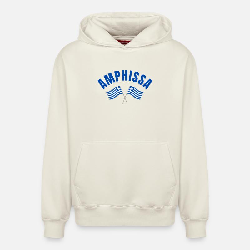 Amphissa Drapeaux grecs - Sweat à capuche unisexe décontracté en coton biologique – de SPREAD - blanc cassé