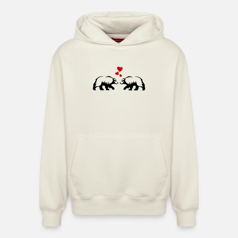 Bear Love - Sweat à capuche unisexe décontracté en coton biologique – de SPREAD - blanc cassé