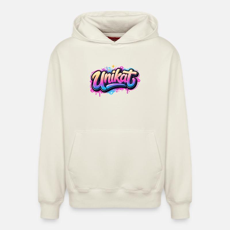 Néon graffiti unique - Sweat à capuche unisexe décontracté en coton biologique – de SPREAD - blanc cassé
