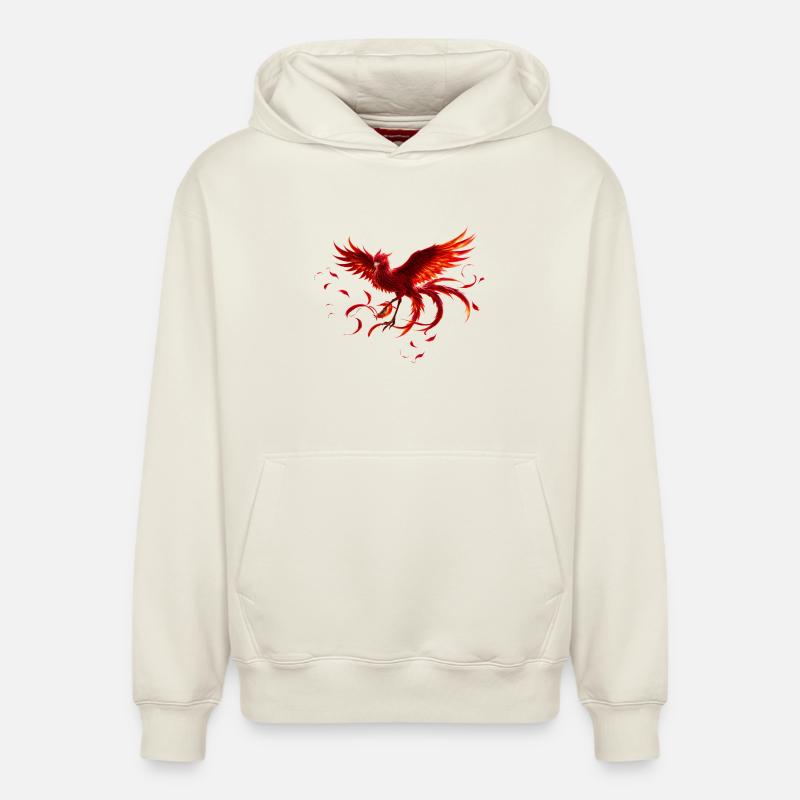 Phénix écarlate en vol - Sweat à capuche unisexe décontracté en coton biologique – de SPREAD - blanc cassé
