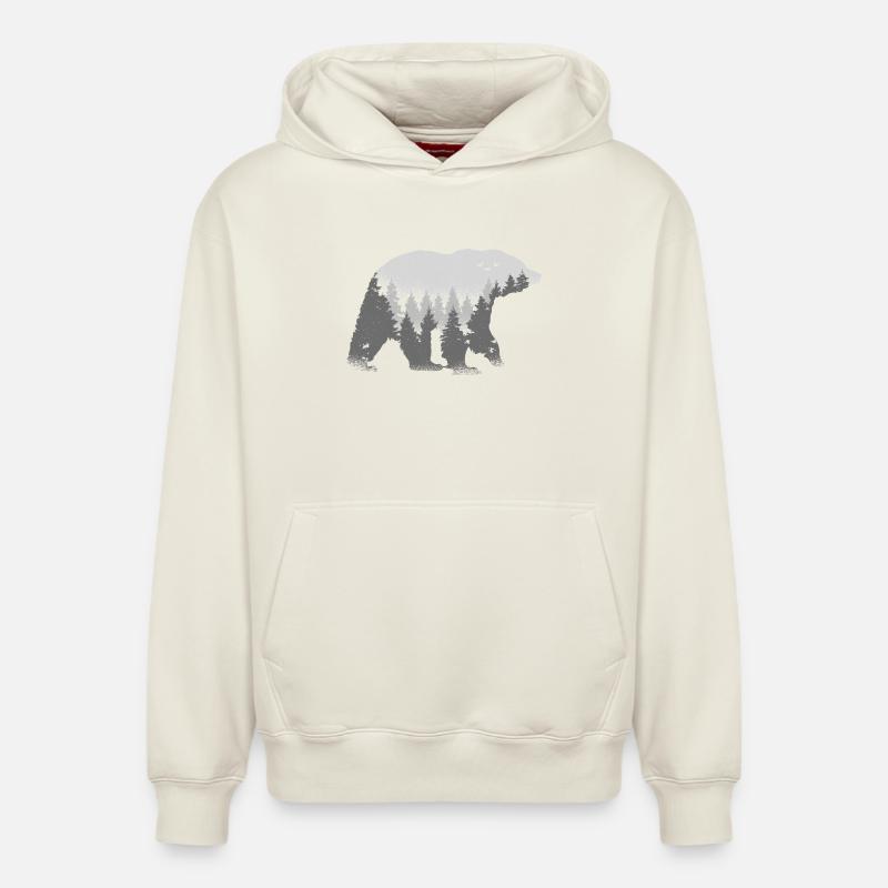 Waldgeist Bär - Sweat à capuche unisexe décontracté en coton biologique – de SPREAD - blanc cassé