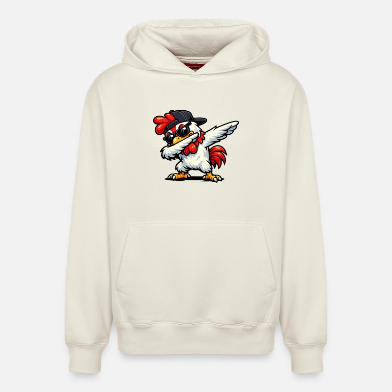 Dab Rooster - Sweat à capuche unisexe décontracté en coton biologique – de SPREAD - blanc cassé