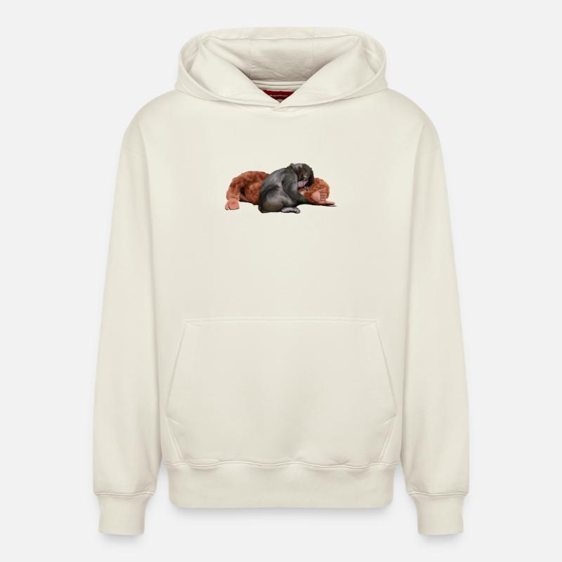 Punch - le singe - Sweat à capuche unisexe décontracté en coton biologique – de SPREAD - blanc cassé