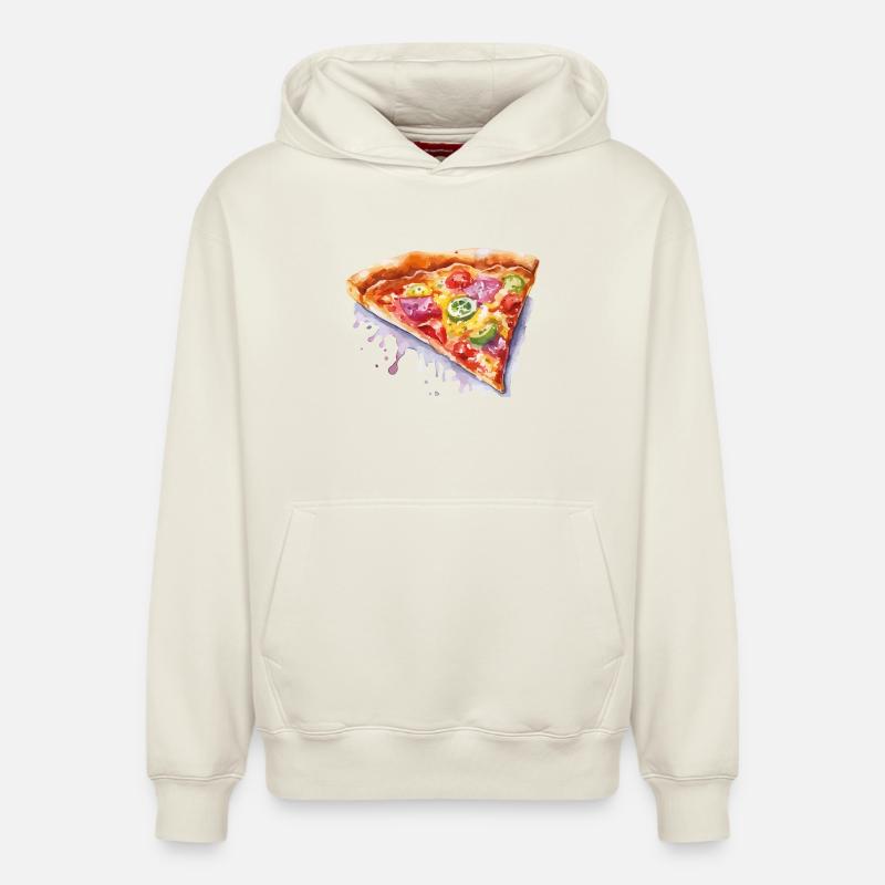 Pizza - Sweat à capuche unisexe décontracté en coton biologique – de SPREAD - blanc cassé