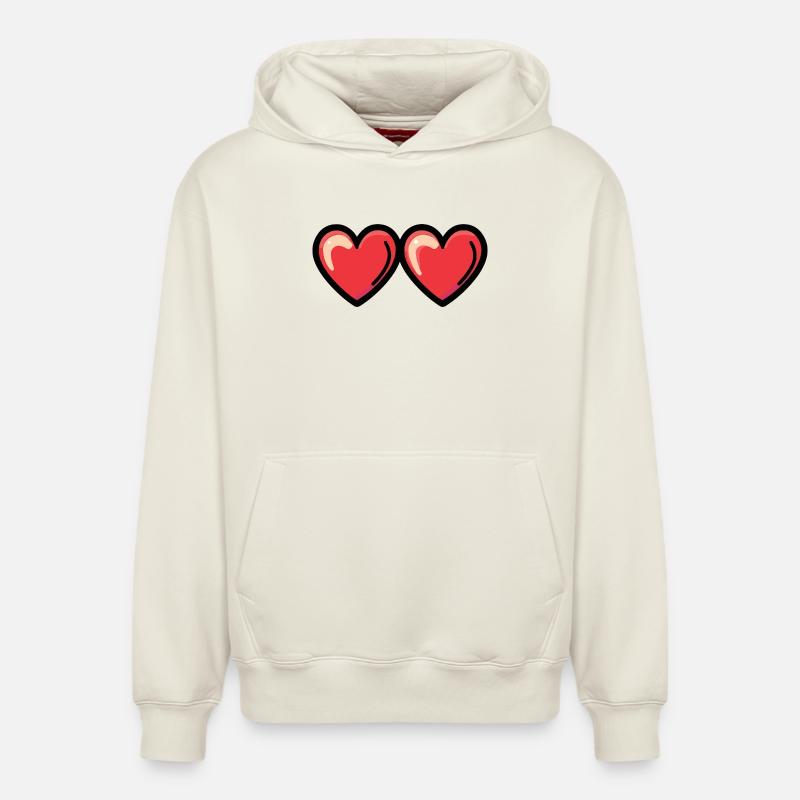 Symbole d’amour des cœurs - Sweat à capuche unisexe décontracté en coton biologique – de SPREAD - blanc cassé
