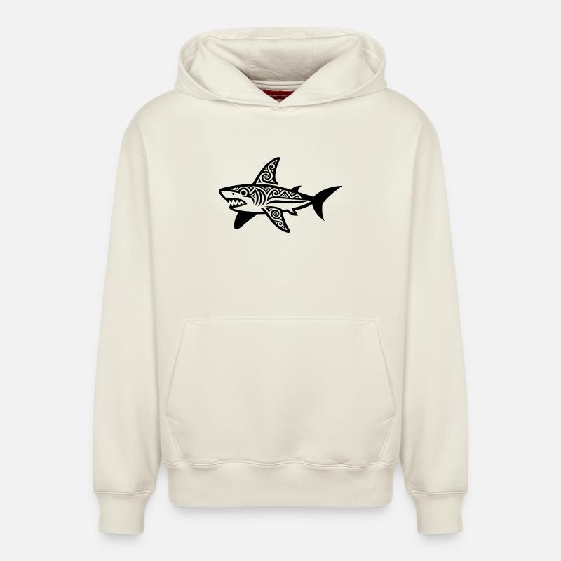 Requin maori - Sweat à capuche unisexe décontracté en coton biologique – de SPREAD - blanc cassé