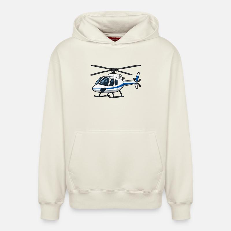 Illustration d’hélicoptère bleu-blanc - Sweat à capuche unisexe décontracté en coton biologique – de SPREAD - blanc cassé