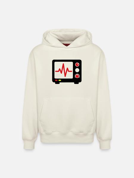 ECG Monitor Heartbeat Medicine - Relaxed Unisex Organic Hoodie – by SPREAD - off white